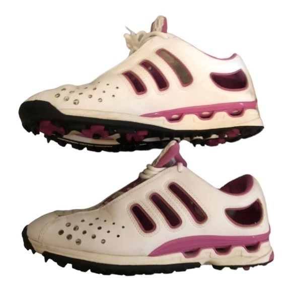 ADIDAS size 9.5 Climate Control  sneakers white & pink with cool cut on heel - Picture 6 of 14